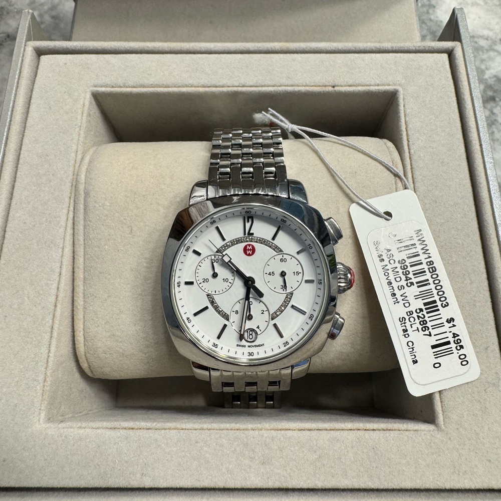 Michele women's watch with diamonds on watch face